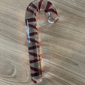 Large Glass Candy Cane Decoration - Red and Clear